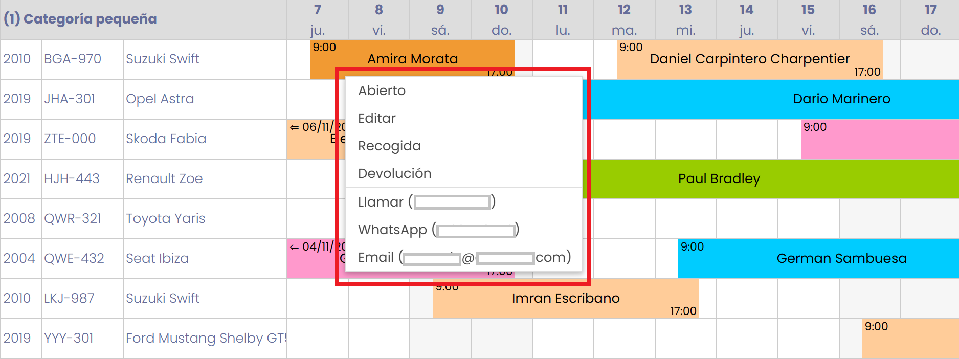 llamada por WhatsApp en Rentgine