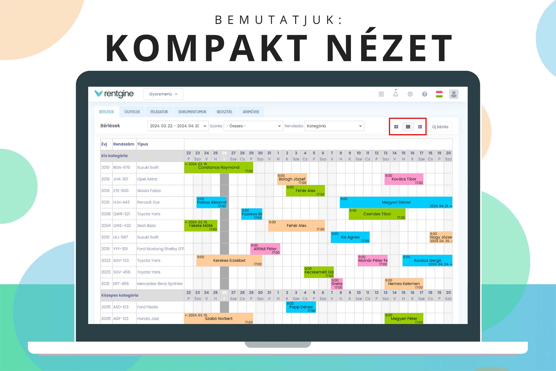 Új funkció a Rentgine-ben: Kompakt nézet több hónapnyi bérlés áttekintéséhez