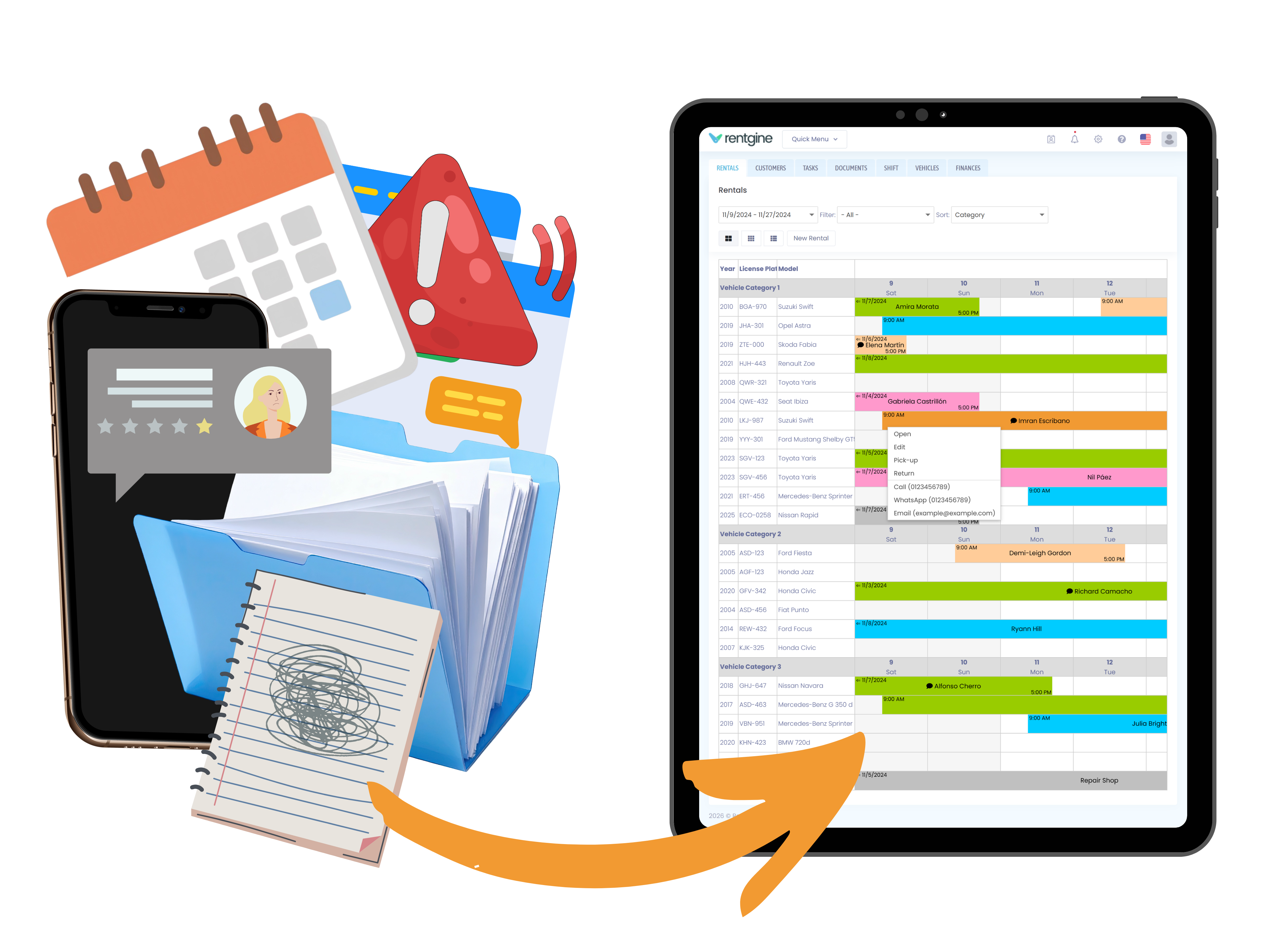 Smart calendar for medium size car rentals